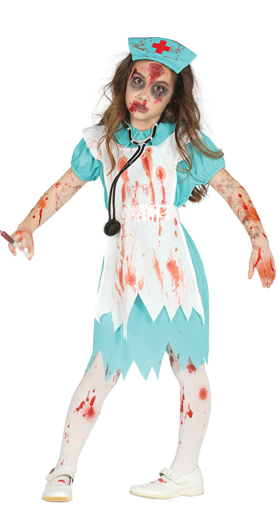 Zombie Nurse Kids Girls Halloween Fancy Dress Costume Childs Outfit
