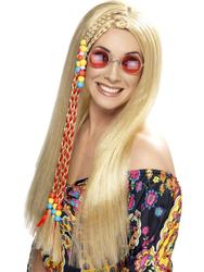 Long Blonde Hippy Wig Ladies Fancy Dress 1960s Hippie Adults Costume Accessory