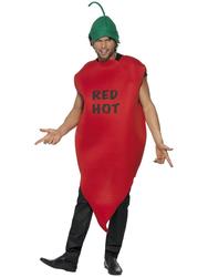 Red Hot Chilli Pepper Adults Fancy Dress Mexican Halloween Mens Ladies Costume