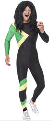 Jamaican Hero Jumpsuit Mens Fancy Dress Sports Uniform Adults Costume Outfit