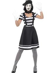 Mime Artist Ladies Fancy Dress National French Circus Carnival Adults Costume