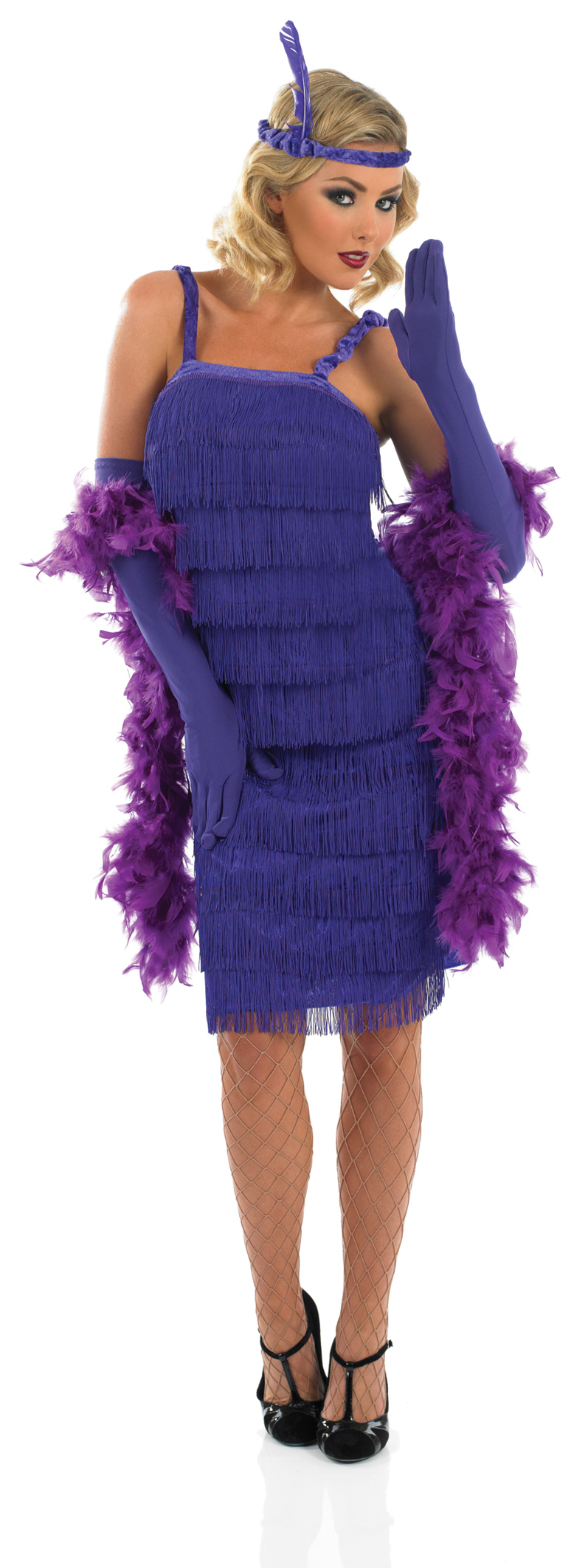 Purple Flapper Costume 1920s Gatsby Charlston Ladies Womens Fancy Dress 8-30