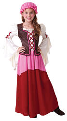 Tavern Medieval Girl + Hat Fancy Dress Renaissance Tudor Kids Childs Costume New