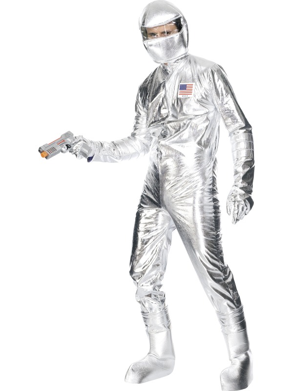 Astronaut Spaceman Mens Fancy Dress Space Suit Adult Nasa Silver Uniform Costume All Men S Costumes Budget Fever