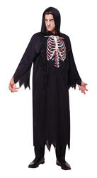 Skeleton Grim Reaper Mens Fancy Dress Spooky Halloween Adult Costume Outfit Robe