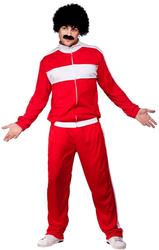 80s Red Scouser Tracksuit Mens Fancy Dress 1980s Retro Shell Suit Adults Costume