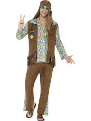 60's Hippie Mens Fancy Dress 1960s 1970s Groovy Funky Peace Hippy Adults Costume