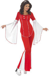 Red Super Trooper Ladies Fancy Dress 1970s Pop Celeb Singer Adult Costume Outfit
