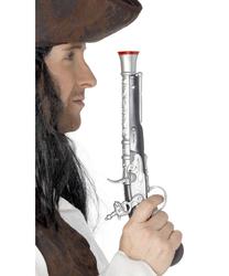 Silver Pirate Pistol Adults Fancy Dress Buccaneer Toy Gun Costume Accessory