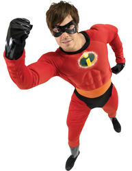 Mr Incredible Mens Fancy Dress Disney's The Incredibles Superhero Costume Outfit