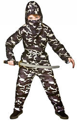 Delta Force Ninja Boys Fancy Dress Camouflage Army Military Kids Childs Costume
