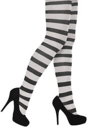 Black & White Striped Tights Ladies Fancy Dress Halloween Costume Accessory