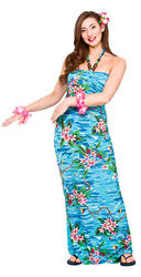 Hawaiian Maxi Orchid Ocean Ladies Fancy Dress Tropical Women Beach Adult Costume