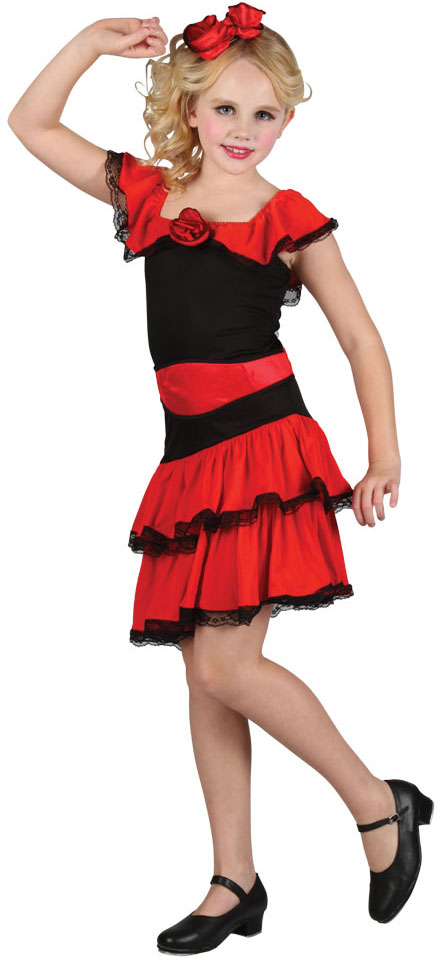 Spanish Dancer Girls Fancy Dress Flamenco National Dress Kids Child ...