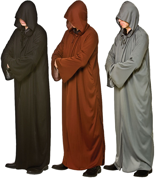 Hooded Robe Adults Fancy Dress Cult Halloween Fairy Tale Mens Costume