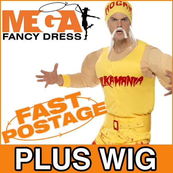 Hulk Hogan Wrestler Celebrity Adult Mens Fancy Dress TV Sports Costume ...