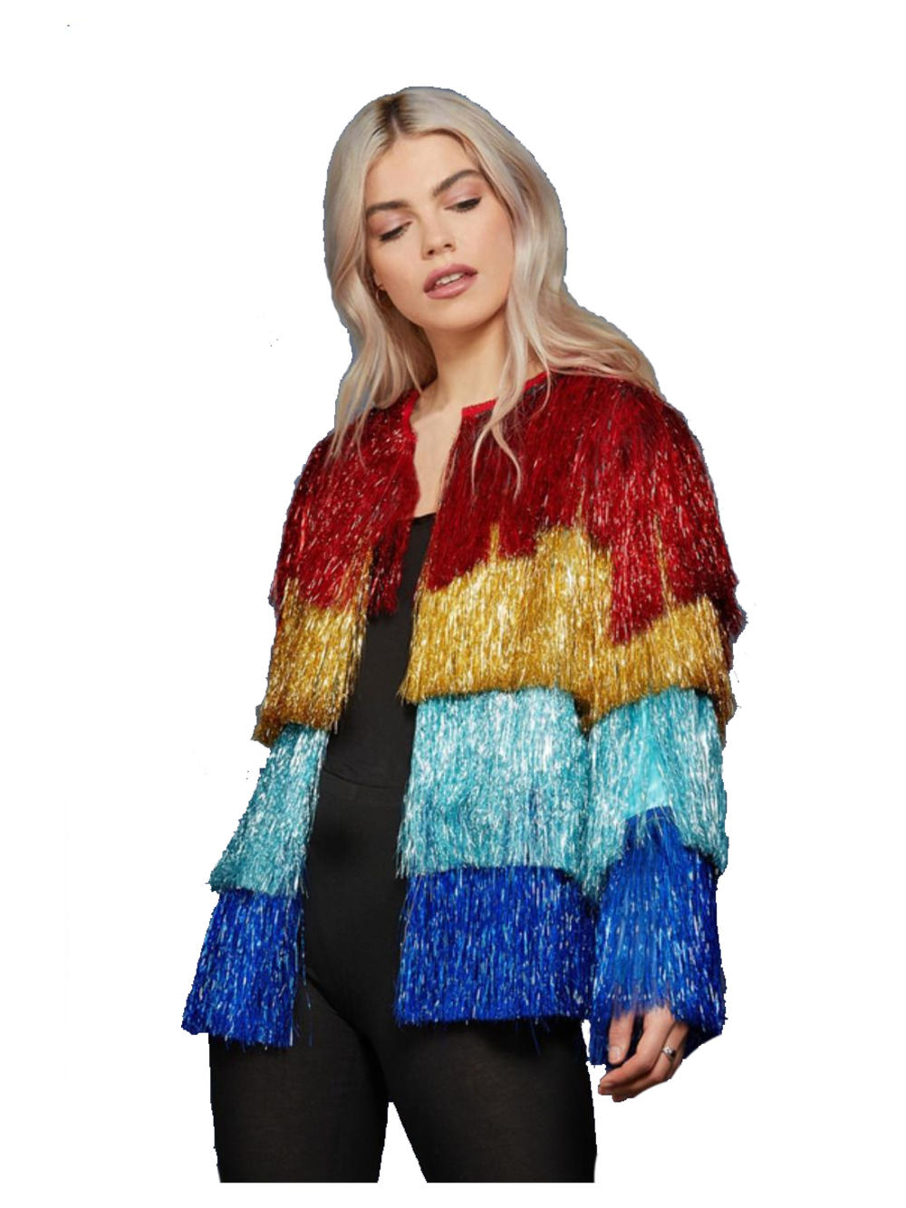 Fever Rainbow Tinsel Festival Jacket Fever Collection Mega Fancy Dress