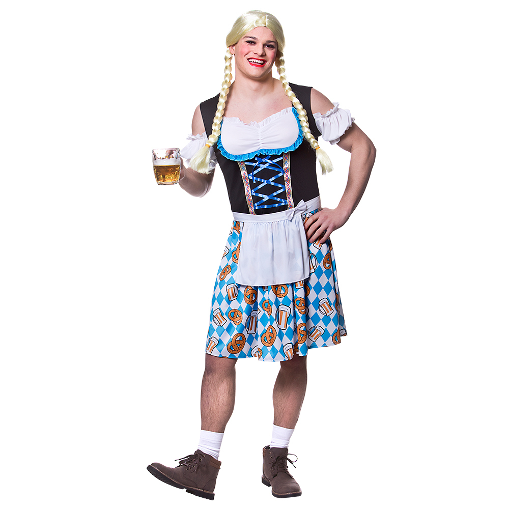 Mens Bavarian Beer Girl Oktoberfest Fancy Dress Costume Adults