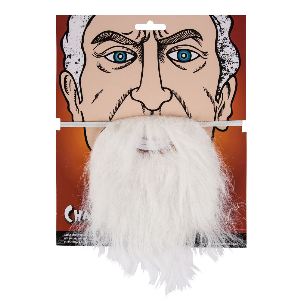 Mens White Beard Costume Accessory Facial Hair Mega Fancy Dress
