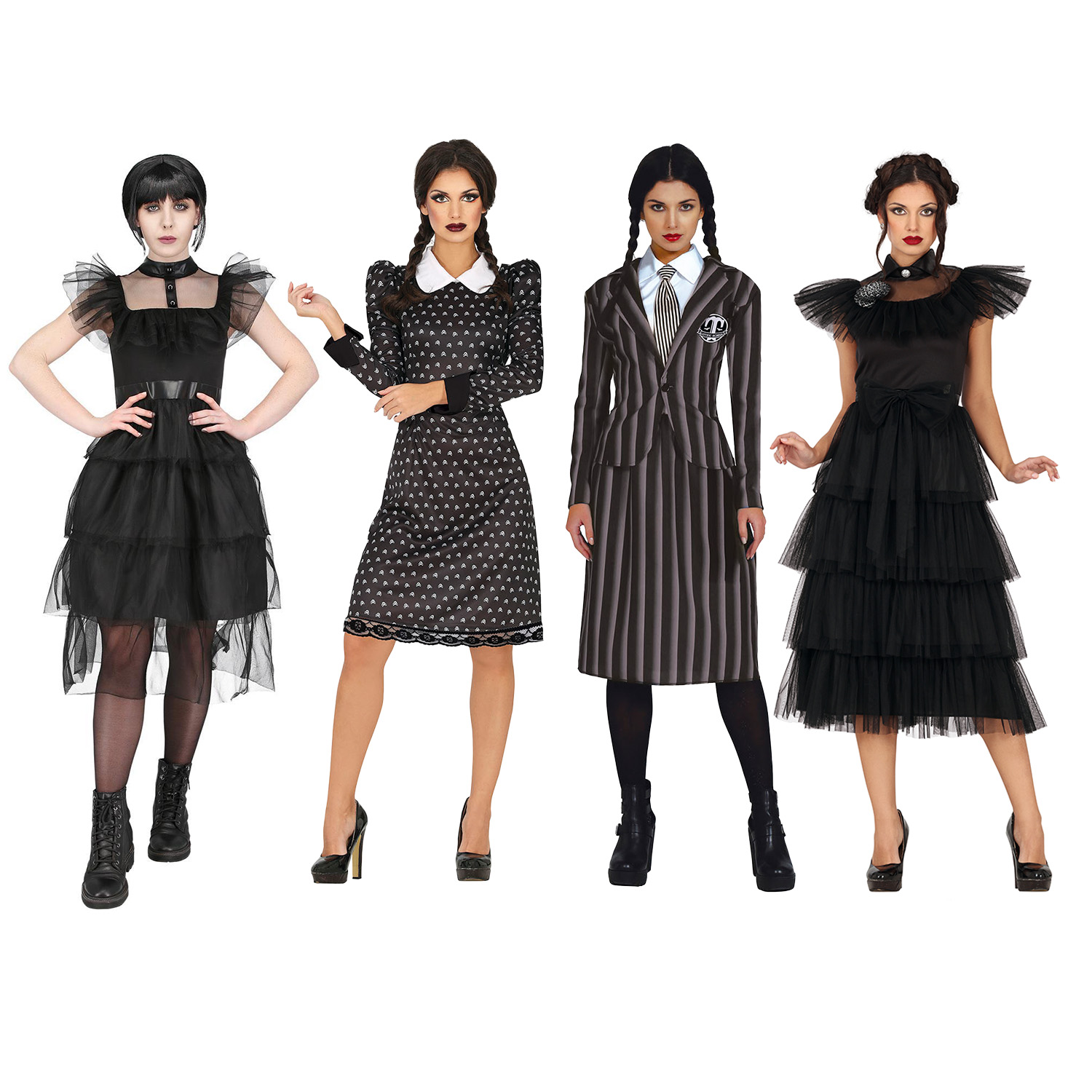 Ladies Wednesday Halloween Addams Family Adults Fancy Dress Costumes  Uniform New