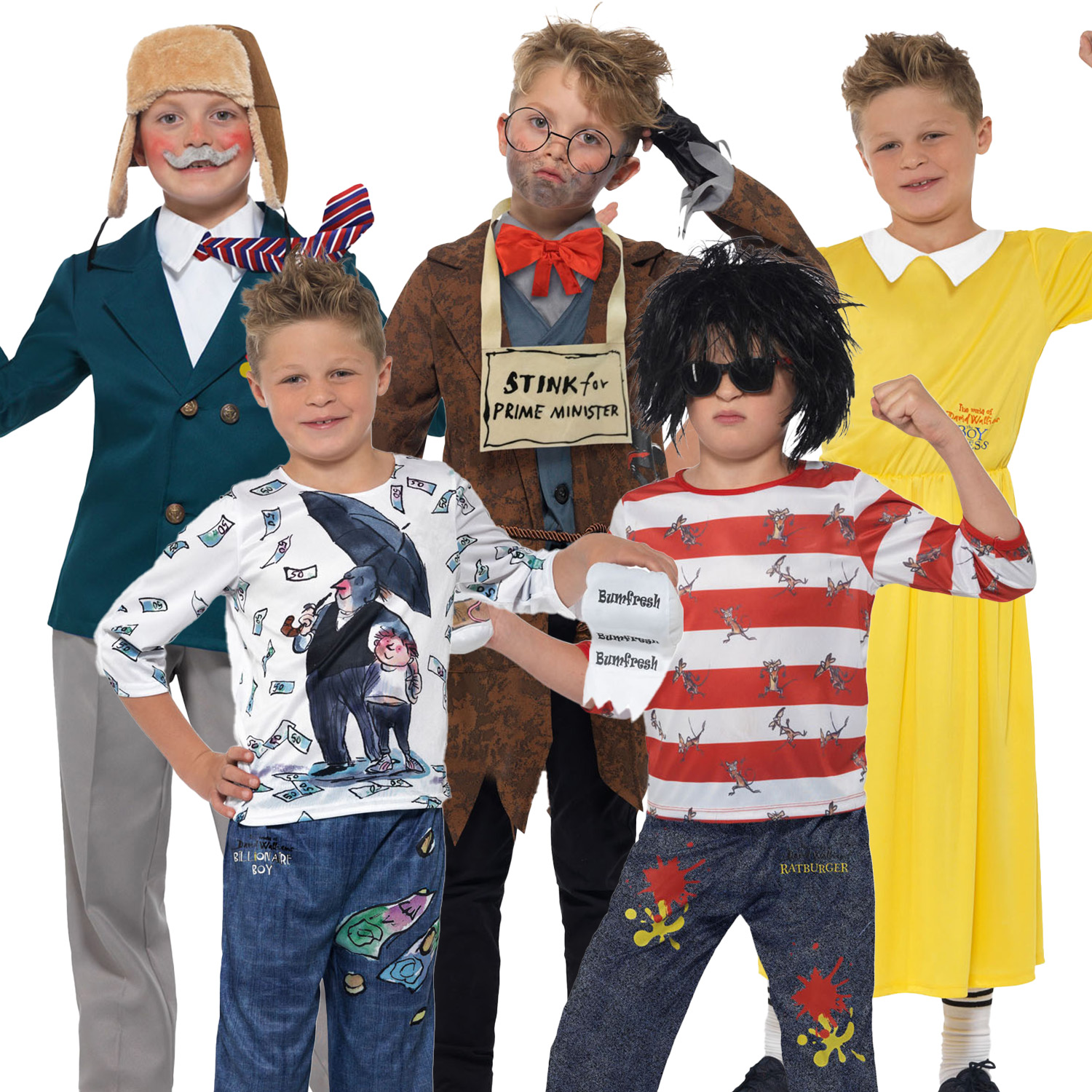 Official David Walliams Book Day Costumes Boys Fancy Dress Character Outfit  Kids | eBay