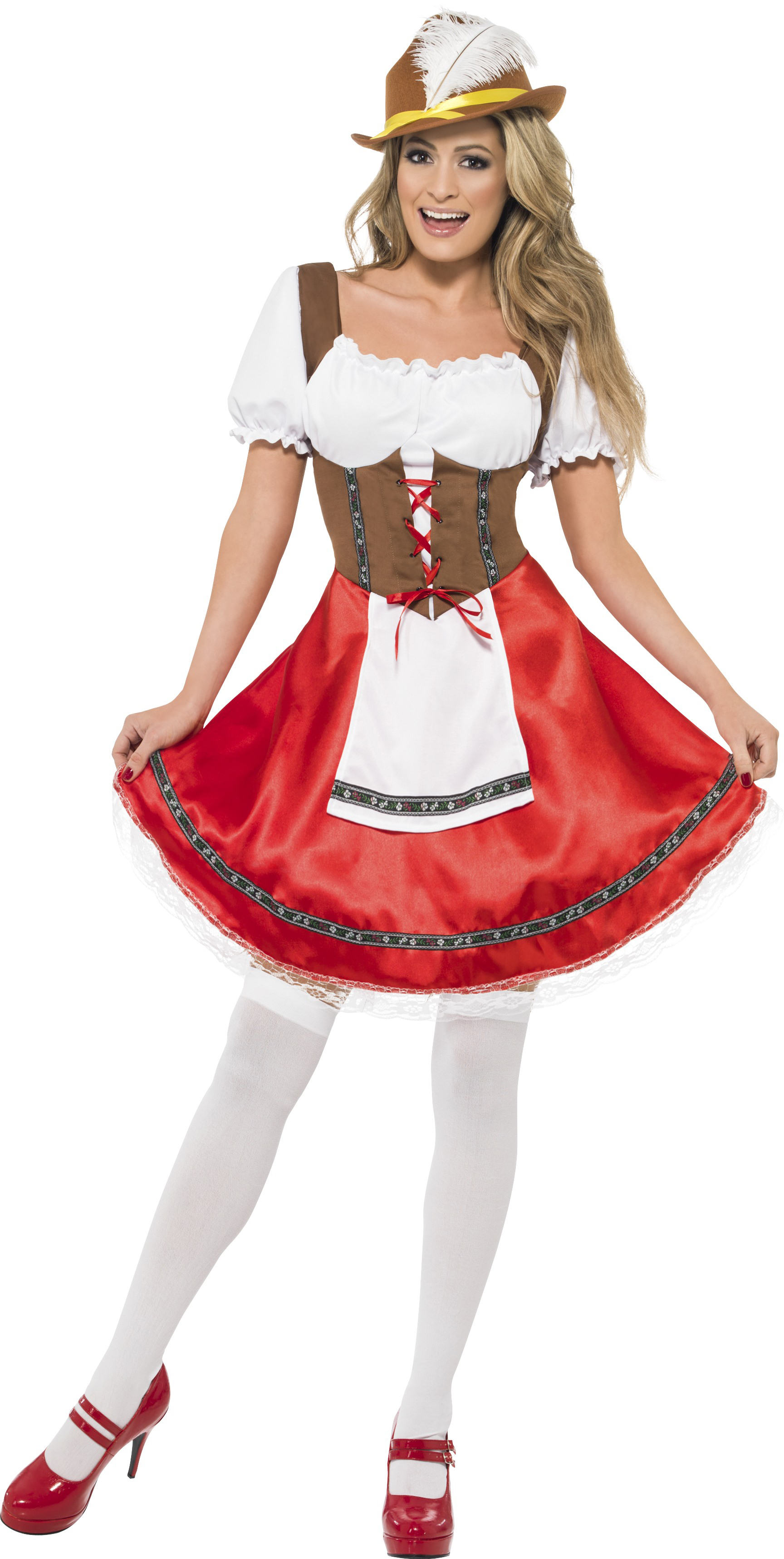 Bayerische Wench + Hut Damen Oktoberfest Kostüm Bier Mädchen Kellnerin