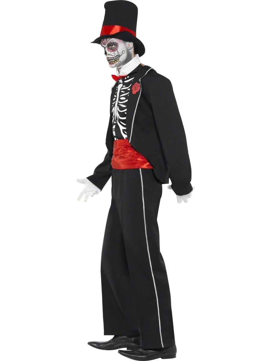 Skeleton Voodoo Mens Halloween Day Of The Dead Fancy Dress James Bond 