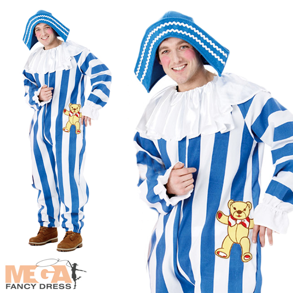 Andy Pandy + Hat Mens Fancy Dress Retro TV Character Adults Costume ...