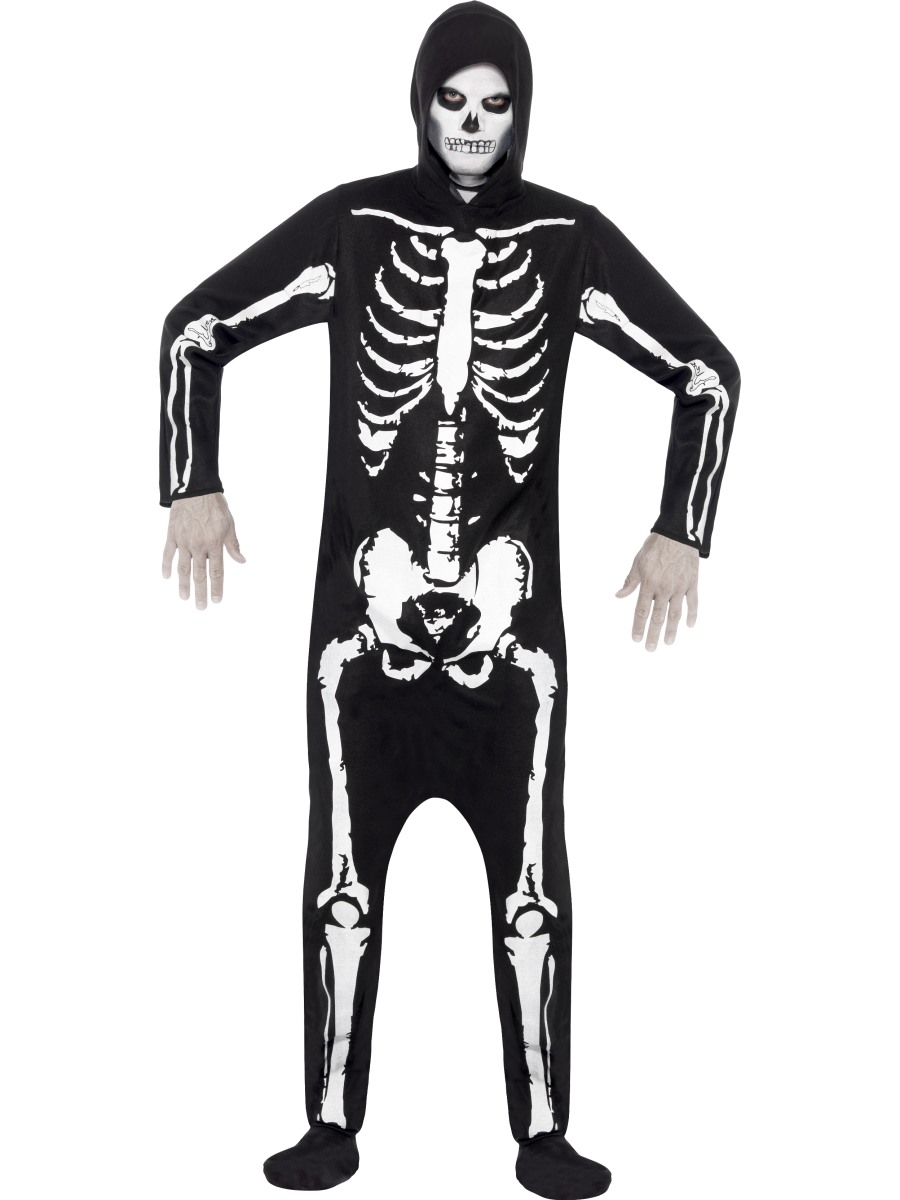 sentinel devil or skeleton fancy dress mens teens halloween costume jumpsuit adult outfit