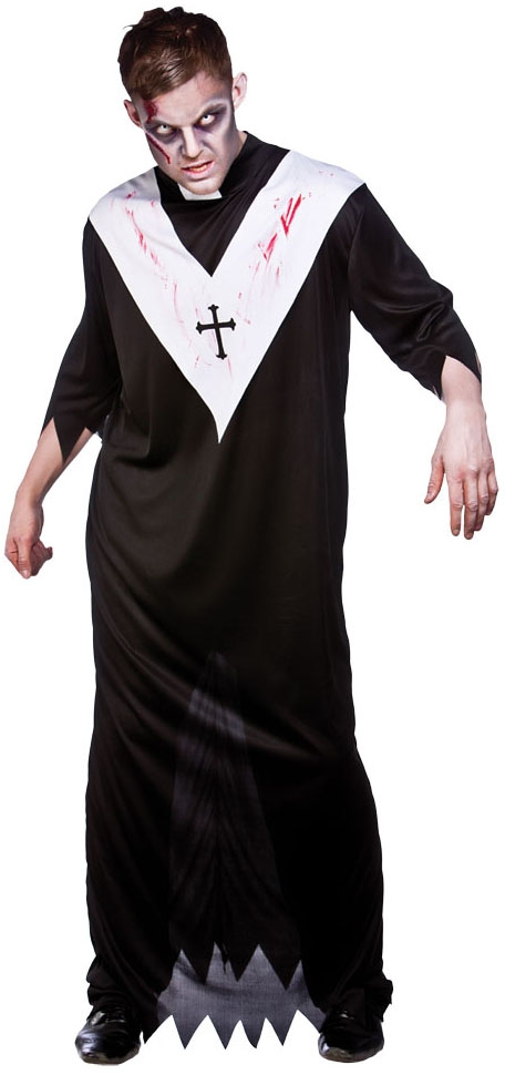 Scary Zombie Religious Adults Halloween Fancy Dress Priest Nun Costume Outfit