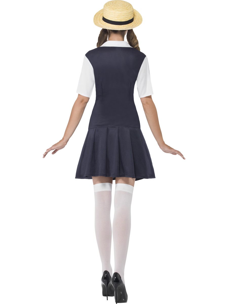 School Girl + Hat Ladies Fancy Dress Uniform St Trinians Womens Adult ...