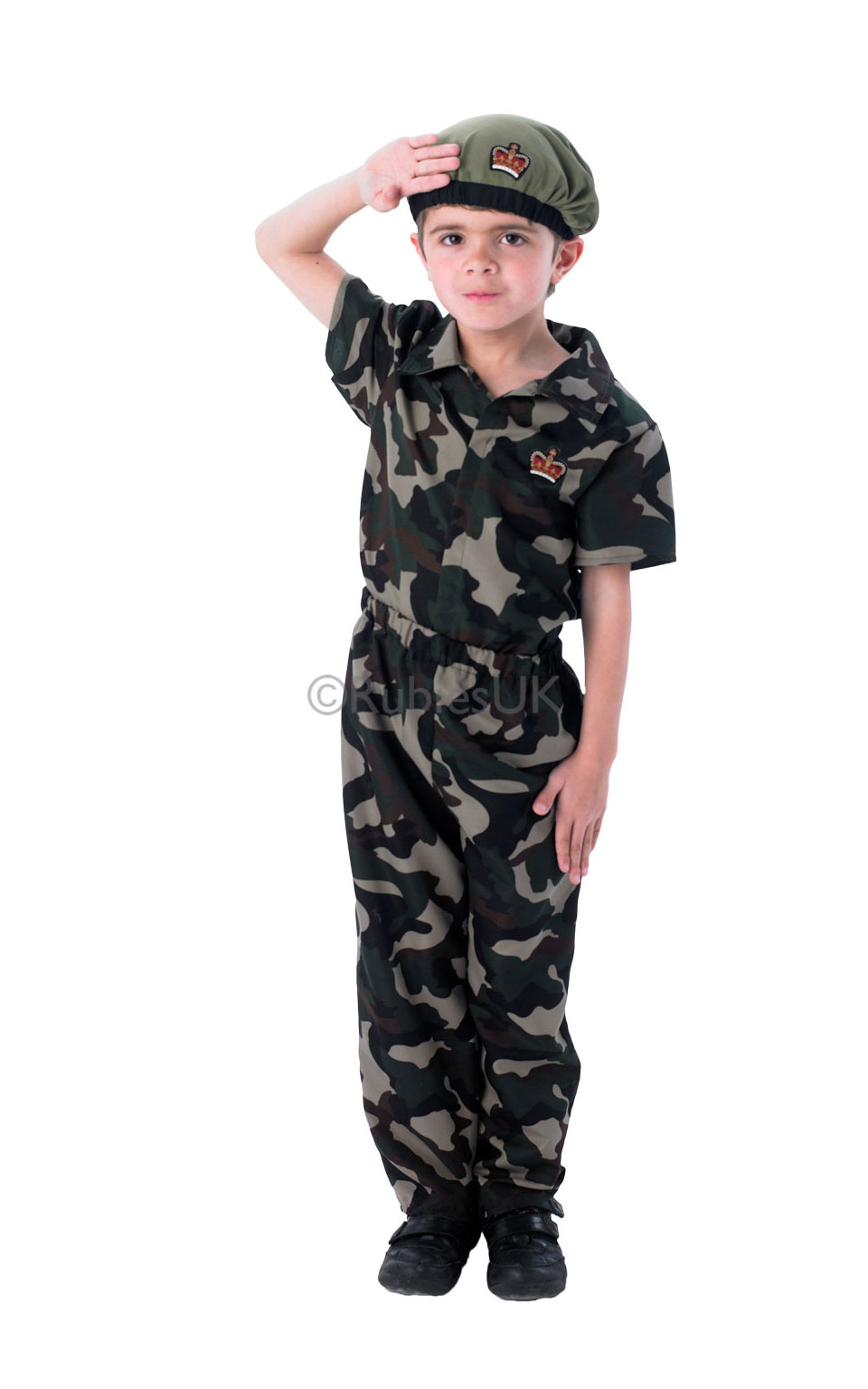 Army Soldiers + Hat Boys Fancy Dress Military Uniform Kids Childrens ...