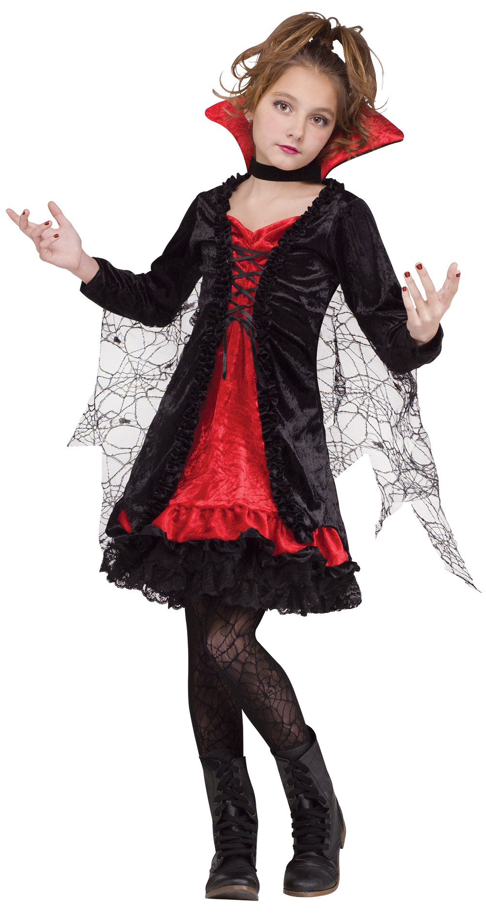 Lace Vampiress Girls Halloween Fancy Dress Kids Vampire Childrens Child ...