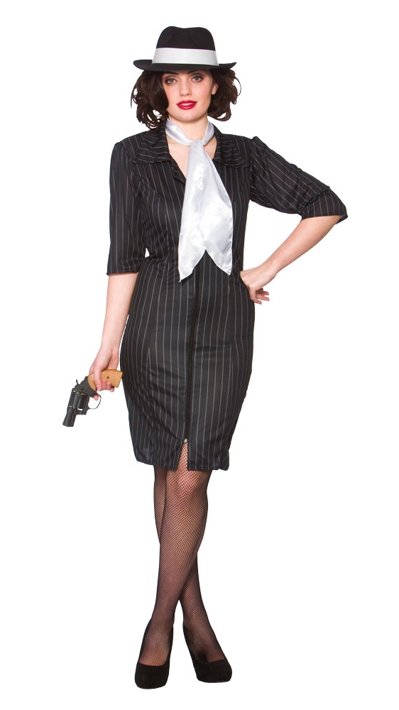 Gangster Gal Ladies Fancy Dress Mafia Moll 1920s Womens Adults Costume ...