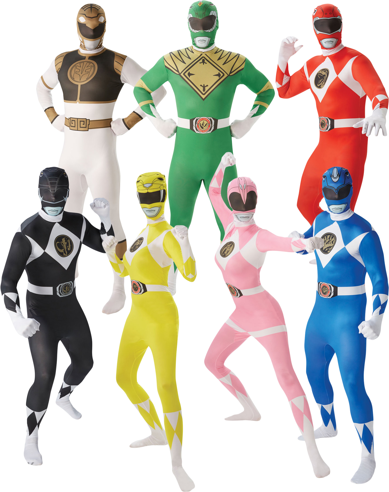 Adults Power Rangers Mens Ladies Fancy Dress Superhero Ranger Costume ...