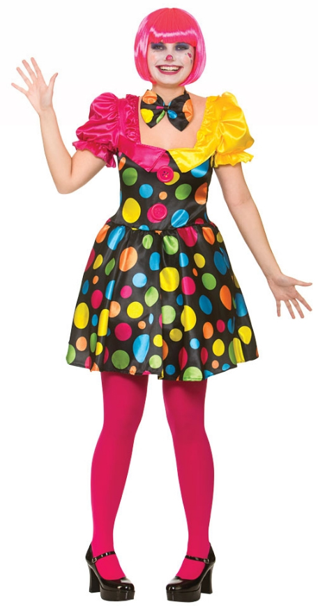 Colourful Circus Clown Ladies Fancy Dress Fun Carnival Adults Womens Costume New
