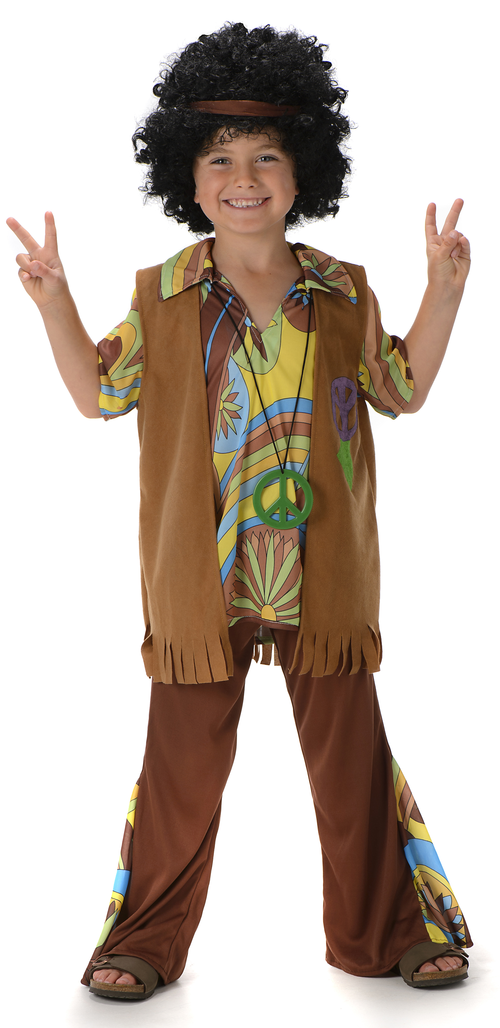 Boys Hippie Fancy Dress 1960s 70s Groovy Childs Childrens Kids Hippy ...