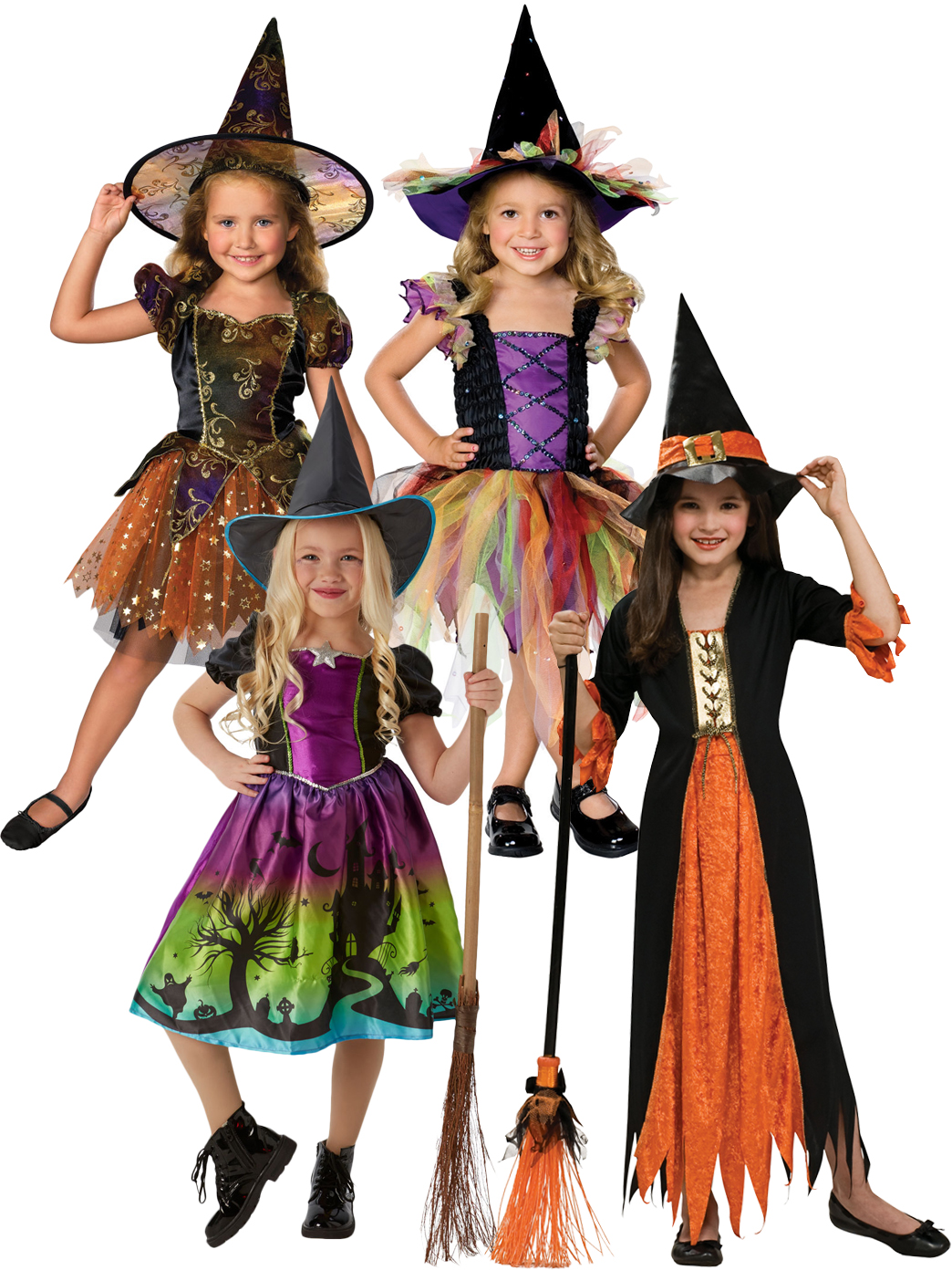 Witch Girls Fancy Dress Childrens Halloween Book Day Witches Kids Child