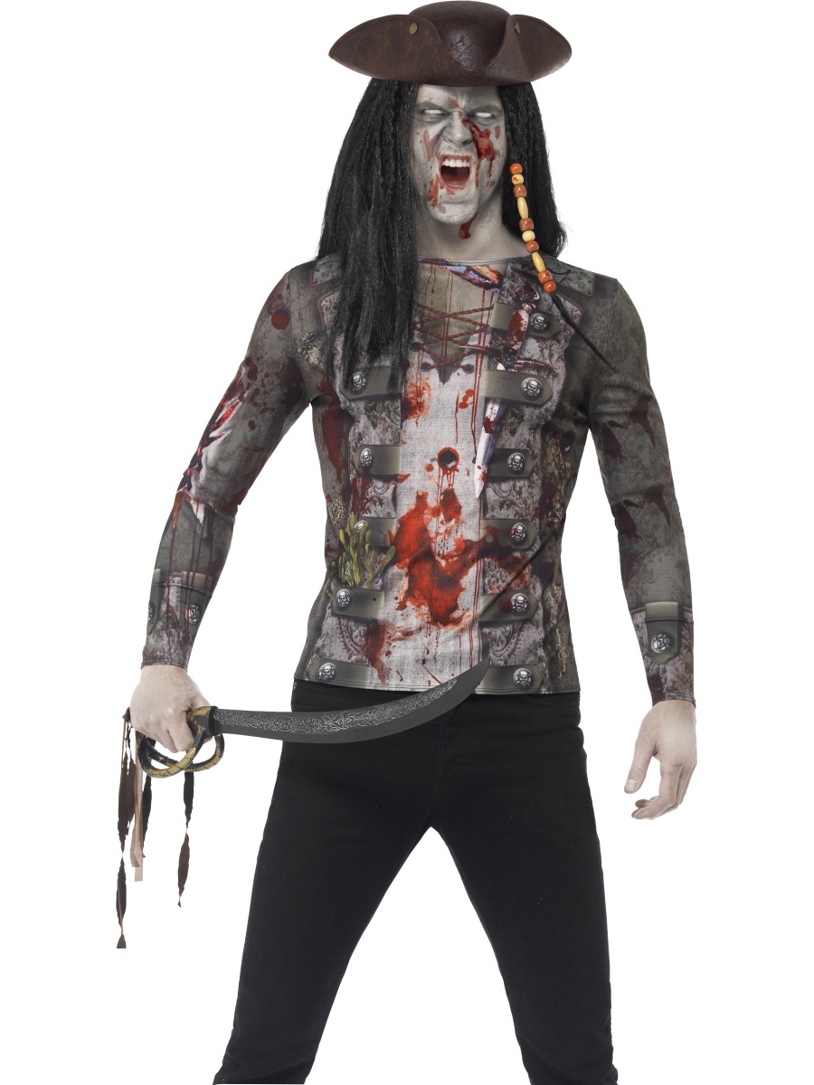 sentinel zombie pirate t shirt mens fancy dress halloween undead scary adults costume top