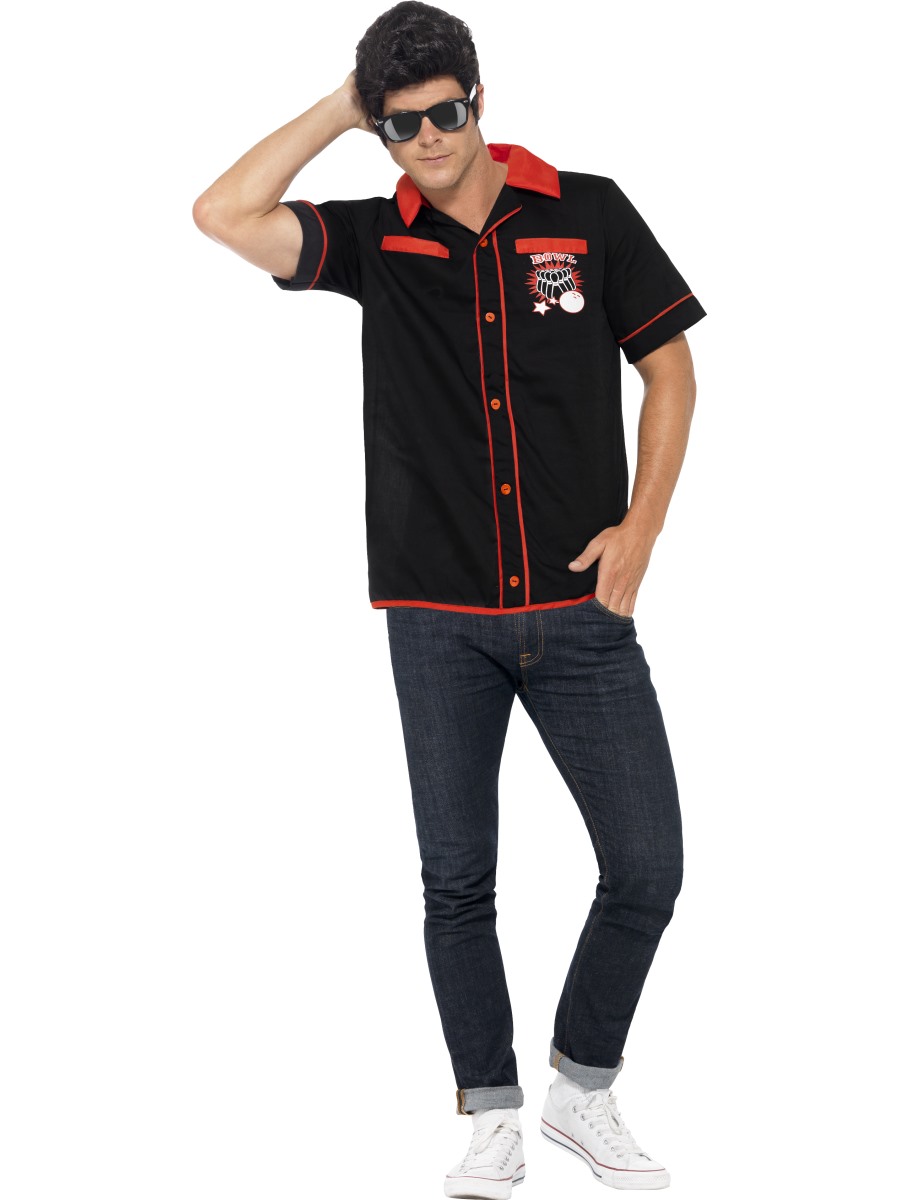50s Bowling Shirt Mens Fancy Dress 1950s Retro Vintage
