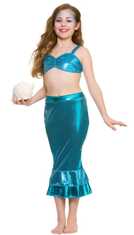 Magical Mermaid Girls Fancy Dress Fairy Tale Sea Creature Kids Book Day Costume