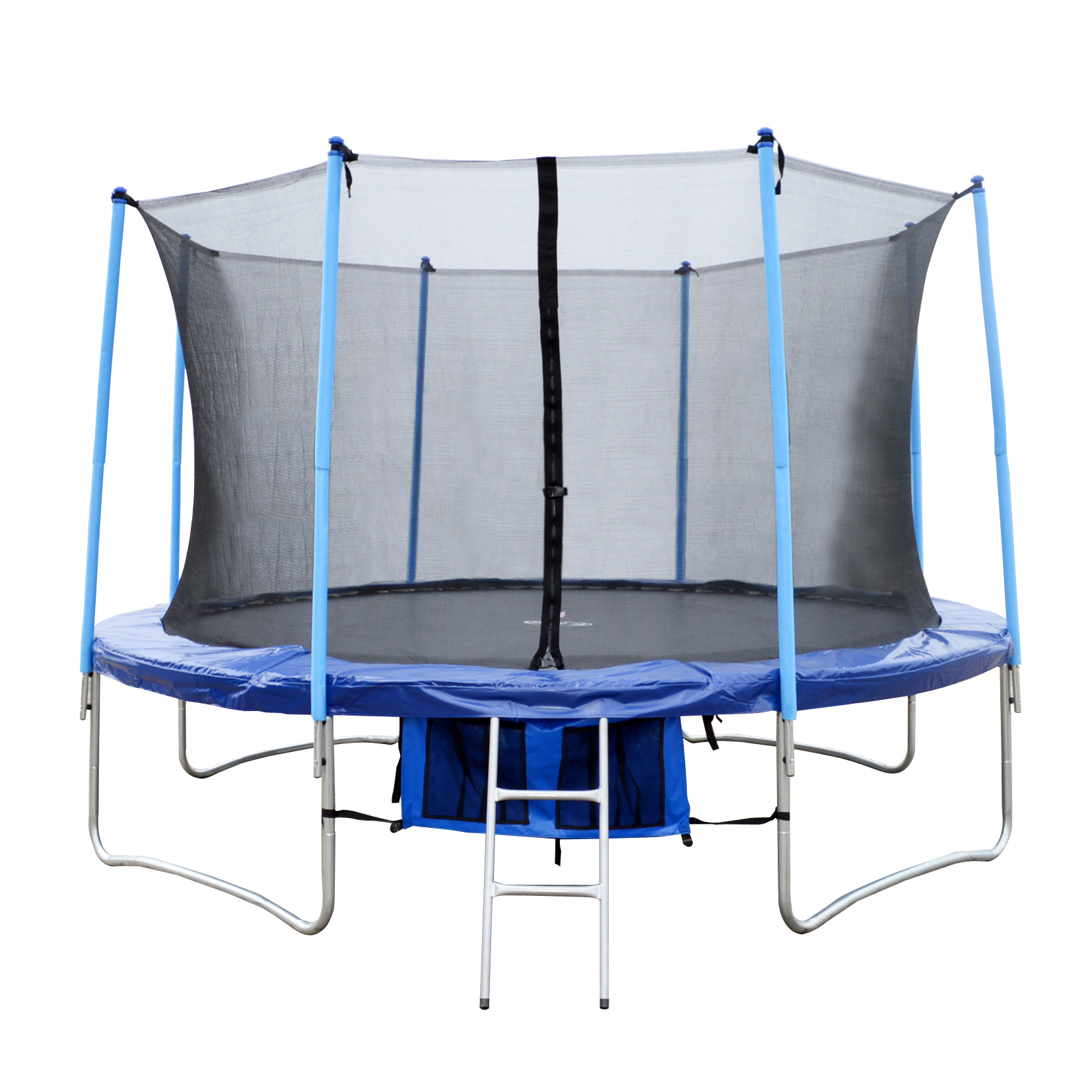 14FT Trampoline Set with Safety Net Enclosure Ladder Rain Cover Deluxe ...