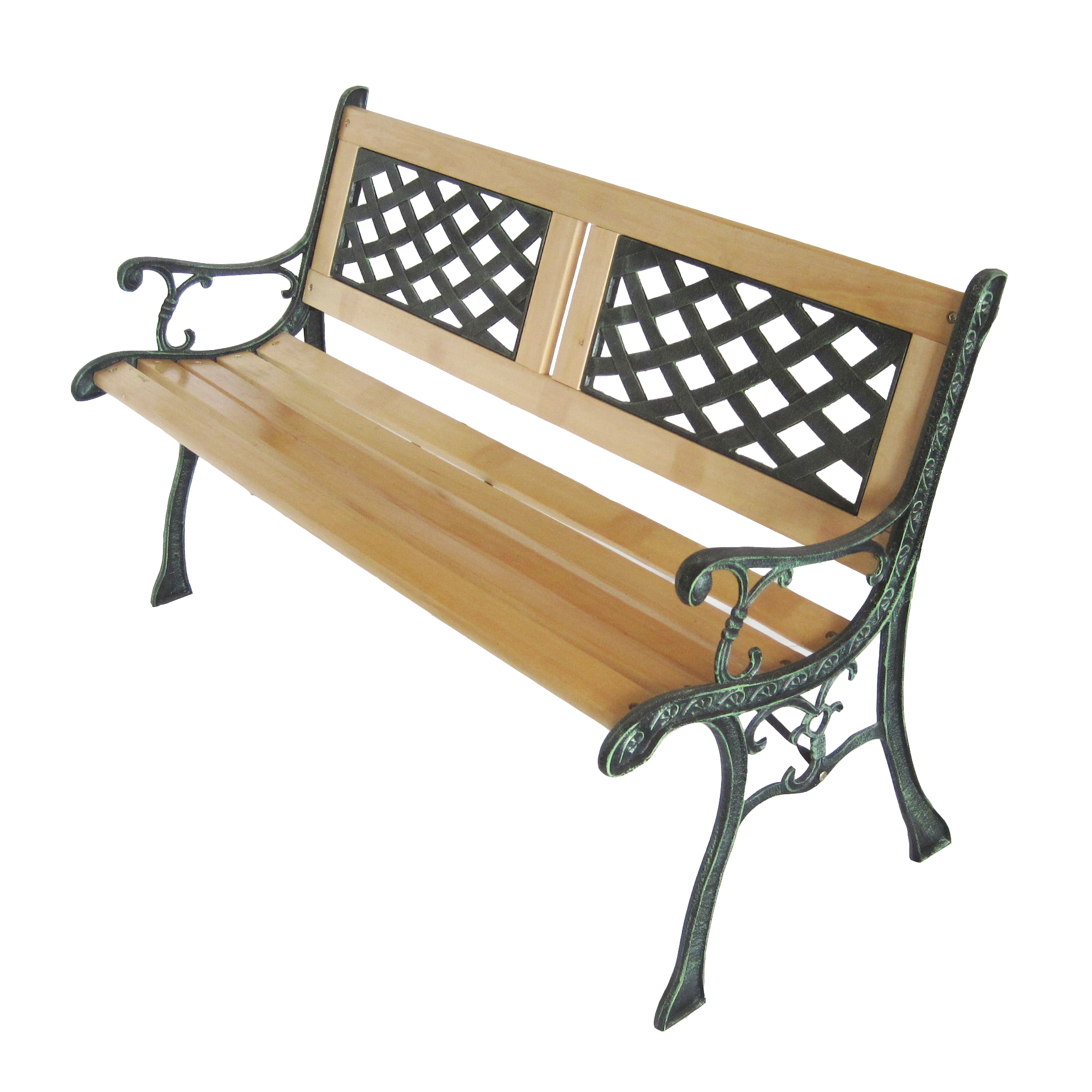 New 3 Seater Outdoor Home Wooden Garden Bench with Cast Iron Legs Seat