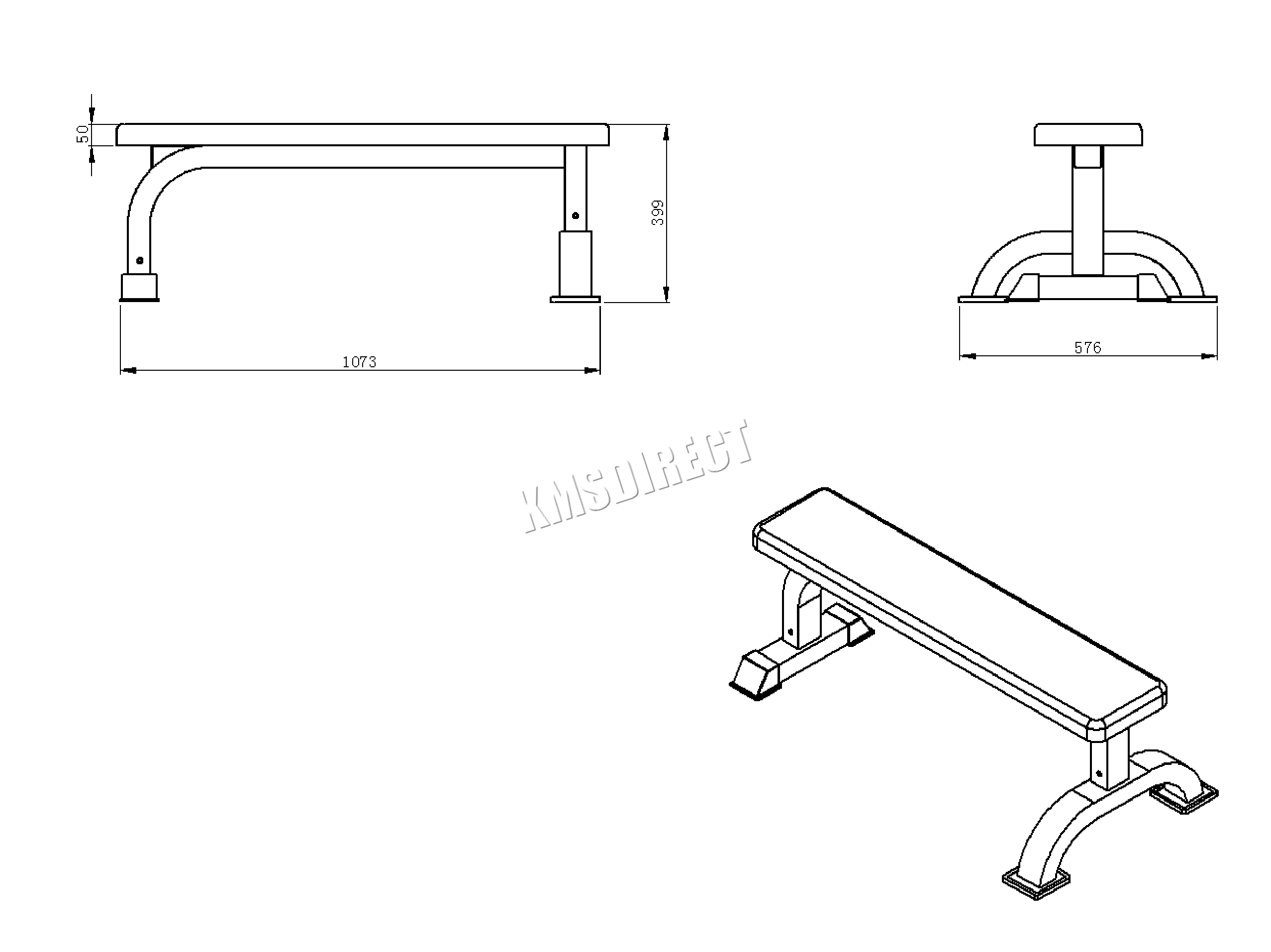 Flat Fitness Bench Indoor Weight lifting Dumbbell Press Abs Home Gym