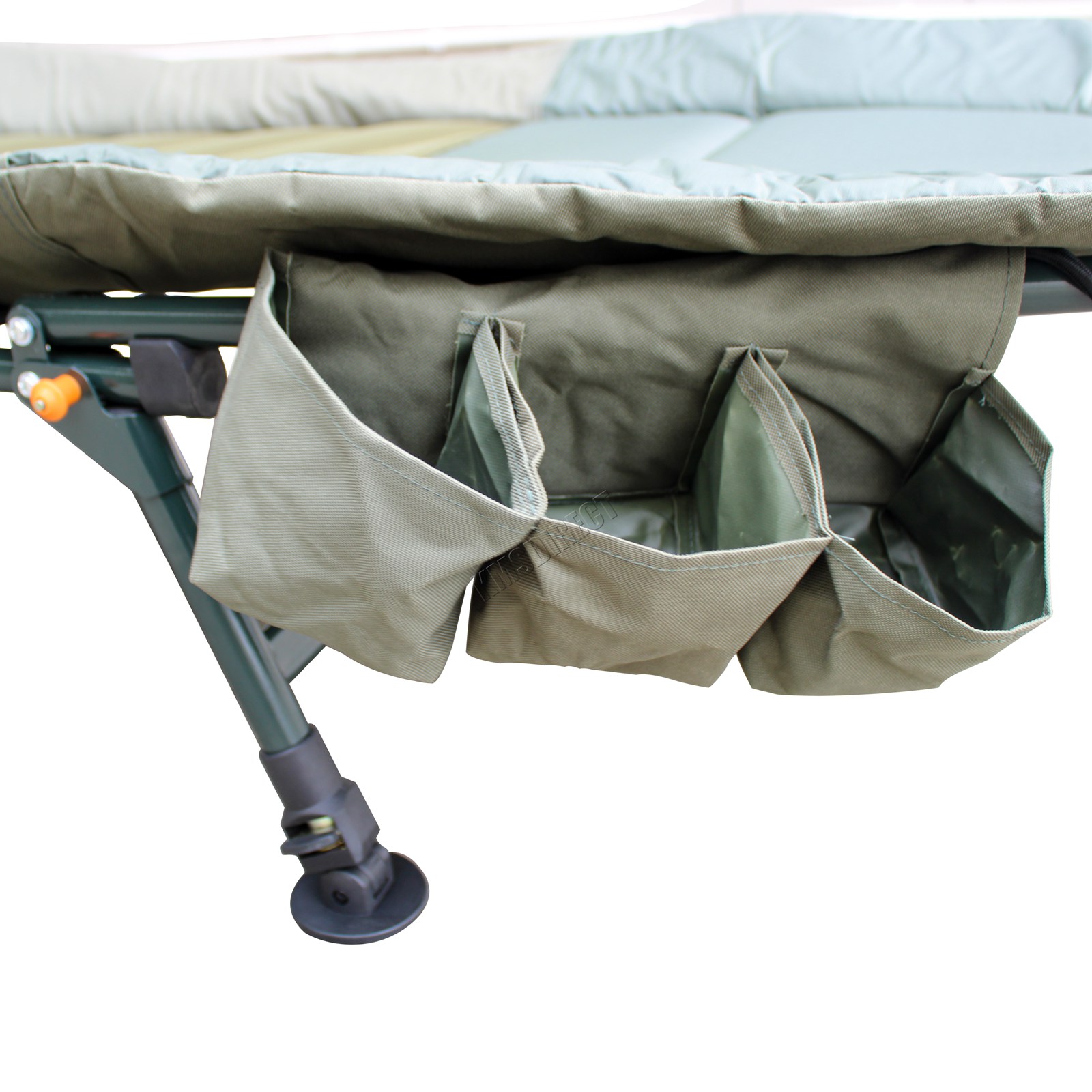 KMS Portable Fishing Bed Chair XL Camping Bed With Tackle Storage