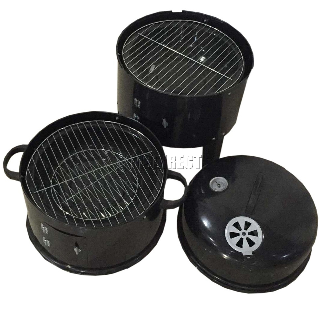 FoxHunter Black BBQ Charcoal Grill Barbecue Smoker Garden Outdoor