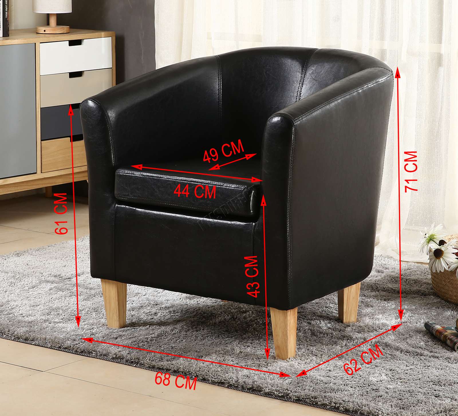 WestWood Faux Leather PU Tub Chair Armchair Dining Room Modern Office Furniture eBay