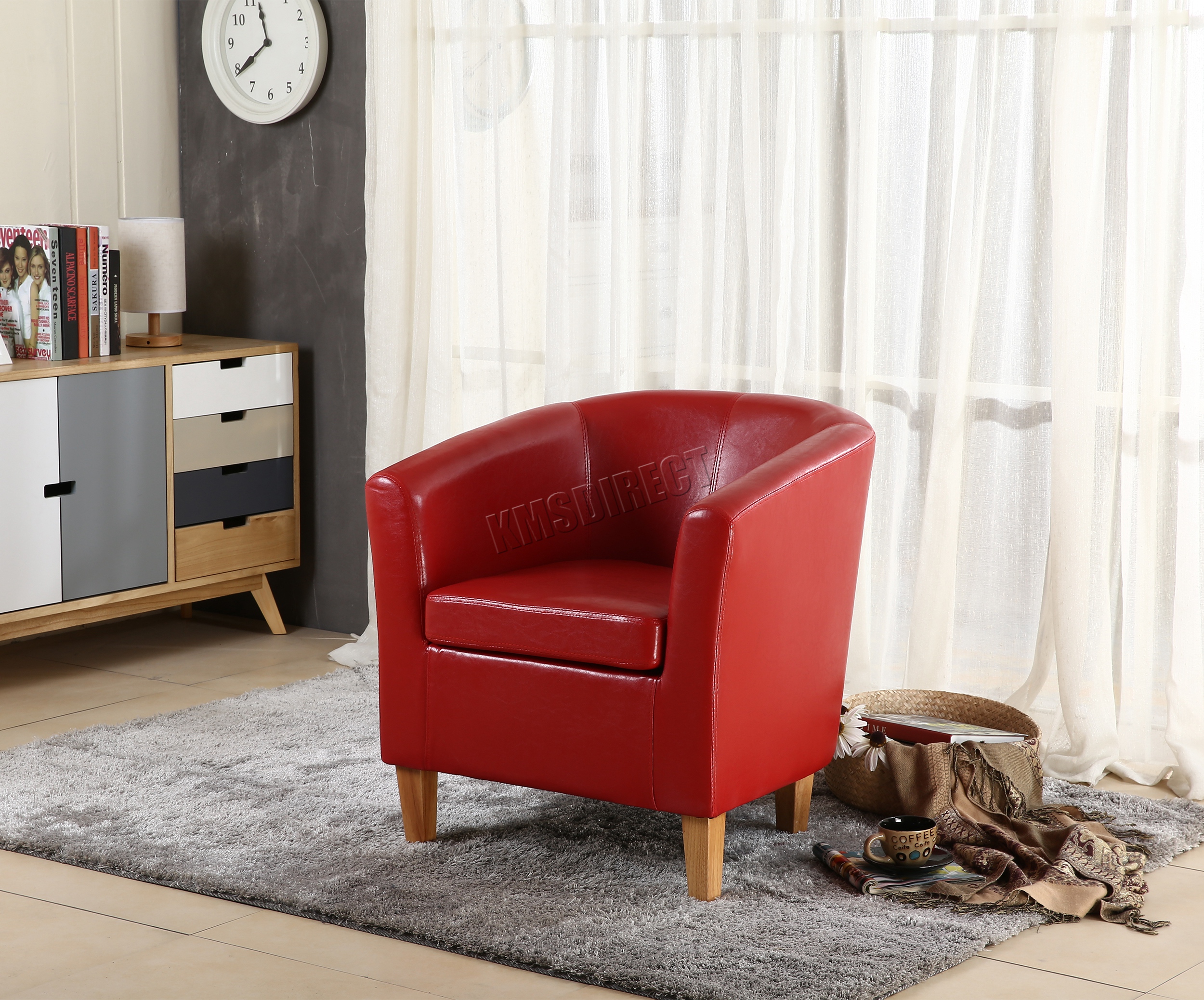 Red Tub Chair Design Ideas Foxhunter Tub Chair Armchair Faux Leather Dining Room Office