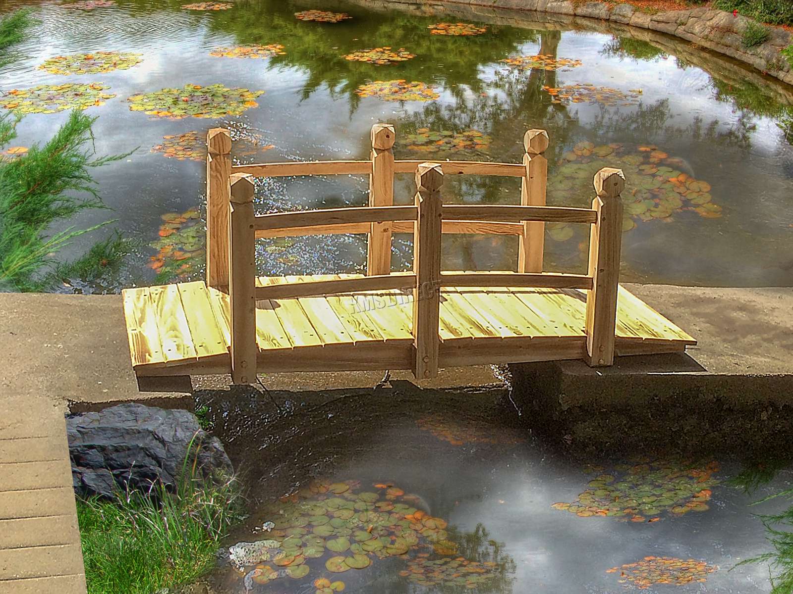 BIRCHTREE Wooden Bridge Garden Pond Water Stream Outdoor Oriental Low