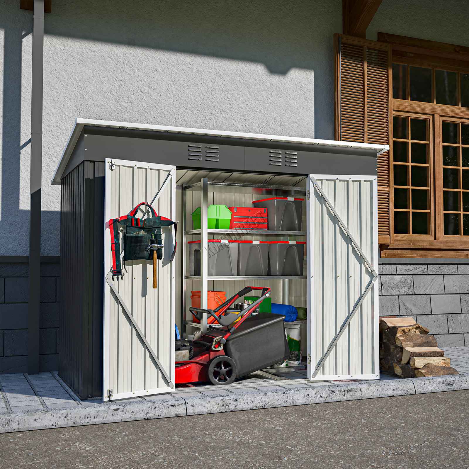 BIRCHTREE Garden Shed Metal Pent Roof Outdoor Storage With Free Foundation New - Picture 25 of 47